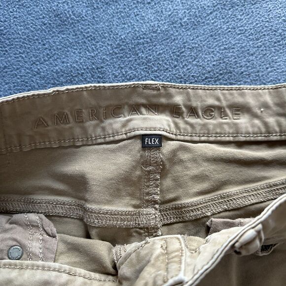 American Eagle AE Mens Khaki Slim Straight Jeans 29x32 Measure 30x30 Flex Pants - Picture 3 of 9